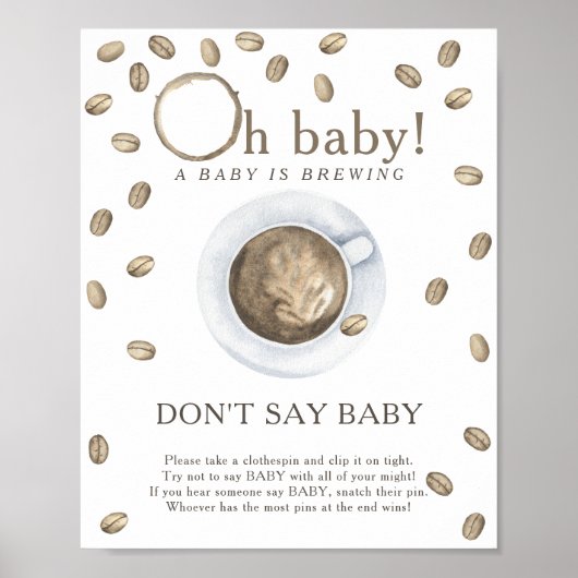 Baby shower café - Affiche Ne dites pas bébé (Devant)