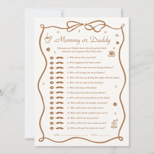 Baby shower Café Devinez Qui Joue Carte (Devant)