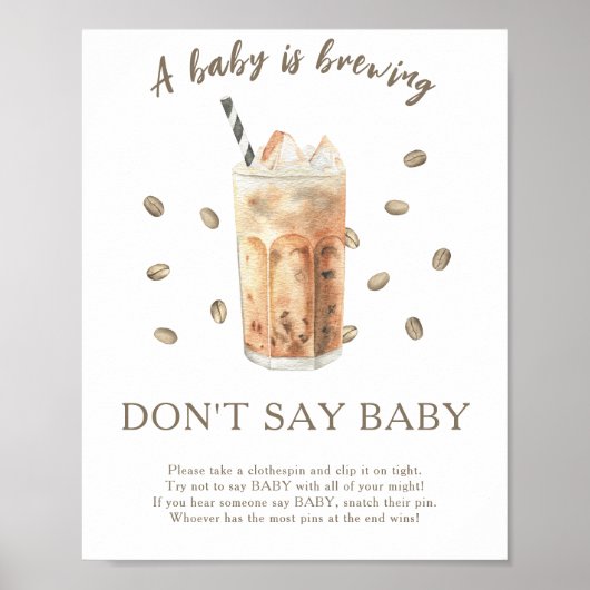 Baby-shower café glacé - Affiche Ne dites pas bébé (Devant)