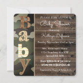 Baby shower Camouflage rustique ll Invitation (Devant)