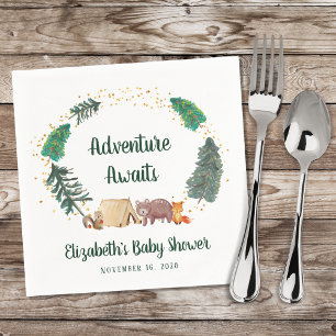 Baby shower Camping Adventure Woodland Animals Servet
