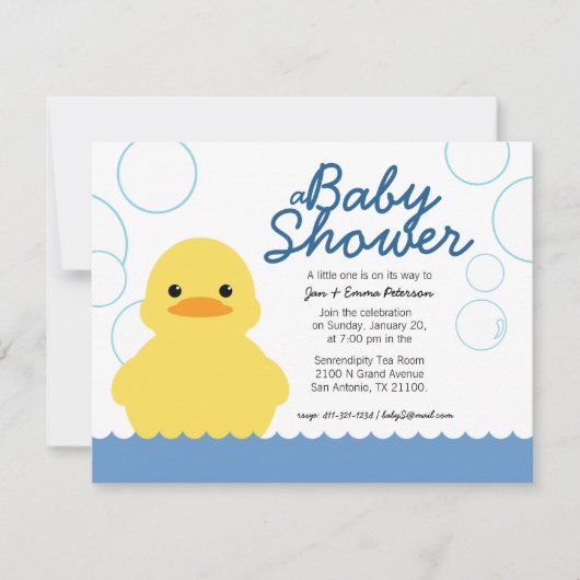 baby shower canard en caoutchouc mignon invitation (Devant)