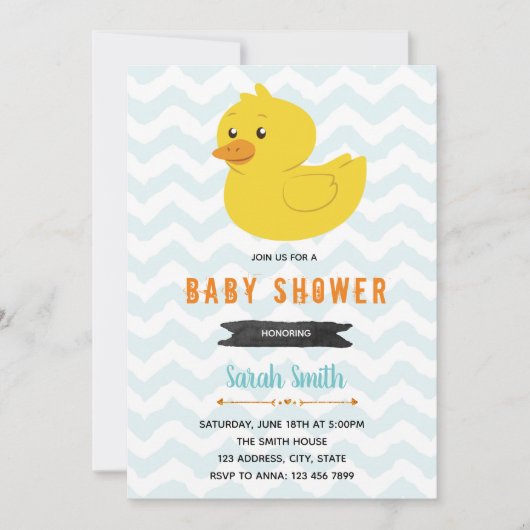 Baby shower canard invitation fête anniversaire (Devant)
