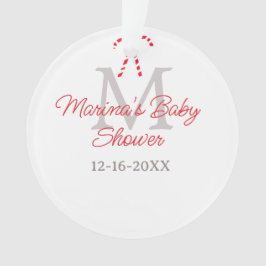 Baby shower candy cane Christmas holiday monogram  Ornament