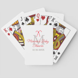 Baby shower candy cane Christmas holiday monogram  Pokerkaarten
