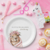 Baby Shower Capybara • Assiette en papier Fleur de (Fête)