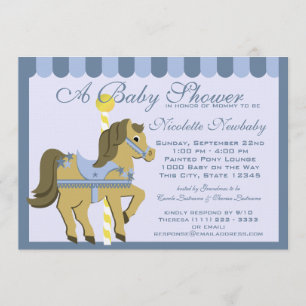 baby shower Carousel Blue Kaart