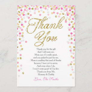 Baby shower Carte de remerciements Confetti Gold r