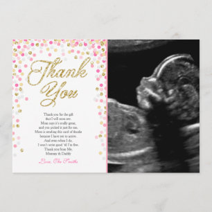 Baby shower Carte de remerciements Confetti Gold r