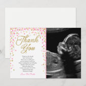 Baby shower Carte de remerciements Confetti Gold r (Devant / Derrière)