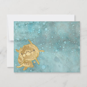 Baby shower Carte de remerciements "Gold Dolphins