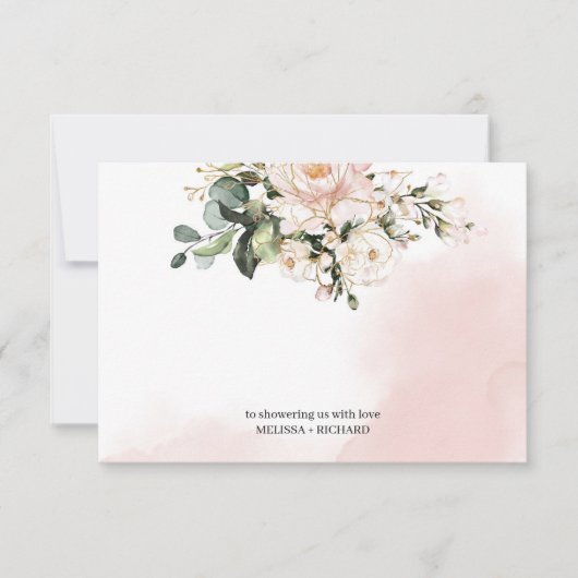 Baby shower carte de remerciements note blush or r (Devant)