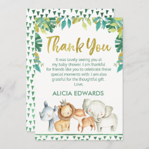 Baby shower Carte de remerciements Safari Wild One