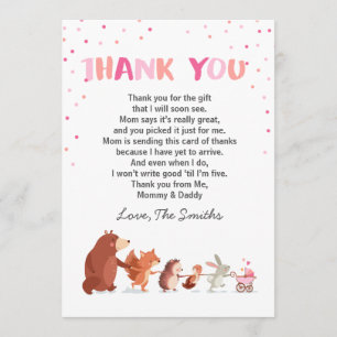 Baby shower Carte de remerciements Woodland Girl r