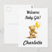 Baby shower, Carte Personalisée Teddy Bear Card, U (Devant / Derrière)