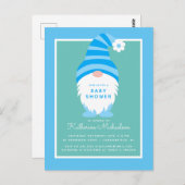 Baby shower | Carte postale Gnome Bleue (Devant / Derrière)