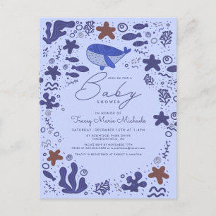 Baby shower   Carte postale Mignonne Doodle Whale