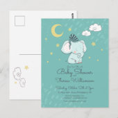 Baby shower | Carte postale Sleepy Little Elephant (Devant / Derrière)