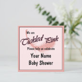 Baby shower Célébration chatouillé rose Invitation (Debout devant)