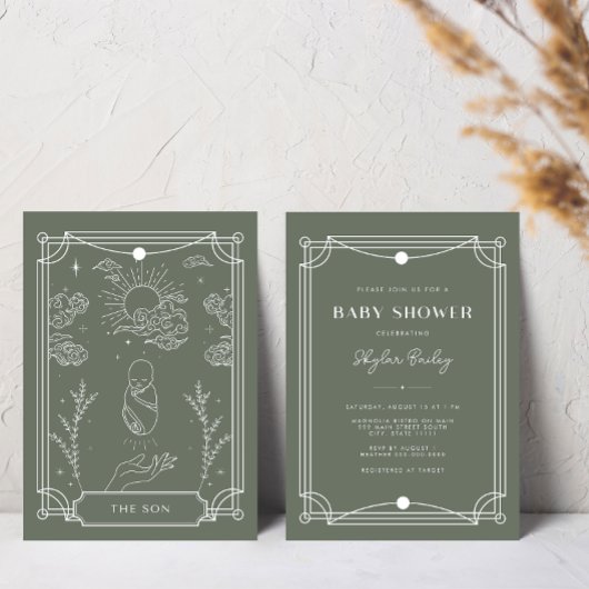 Baby shower céleste Tarot Boy Invitation