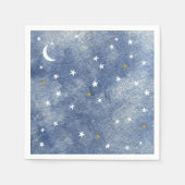 Baby shower Celestial Star Waterverf Navy Blue Servet (Voorkant)