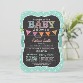 Baby shower; Cercles Turquoises avec Invitation Bu (Debout devant)