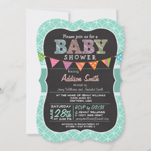 Baby shower; Cercles Turquoises avec Invitation Bu