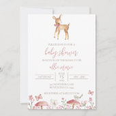 Baby shower cerf Invitation bébé fille Invitation (Devant)