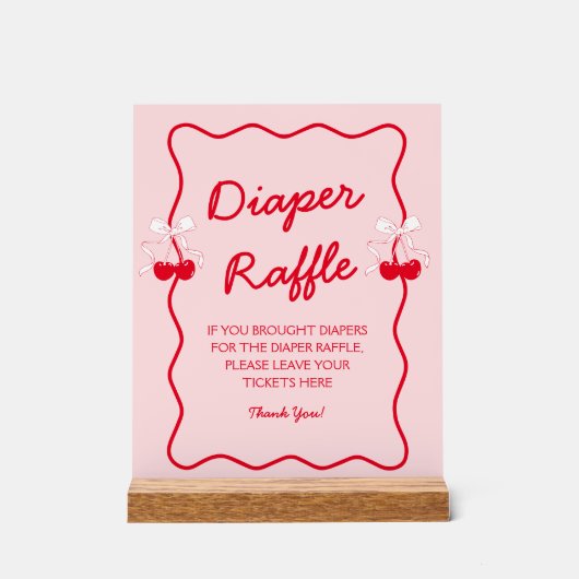 Baby Shower Cerise Tirage au Sort de Couches (Recto)
