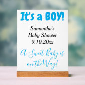 Baby shower C'est un garçon Blanc Bleu NOM (Neutre)