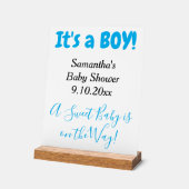 Baby shower C'est un garçon Blanc Bleu NOM (Angle)