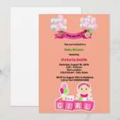 Baby shower C'est une fille ballons Invitation (Devant / Derrière)