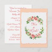 Baby shower C'est une fille rose Invitation carte  (Devant / Derrière)