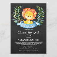 Baby shower Chalkboard Boy Lion par invitation pos