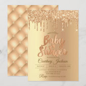 Baby shower Champagne Glitter Drip Kaart (Voorkant / Achterkant)