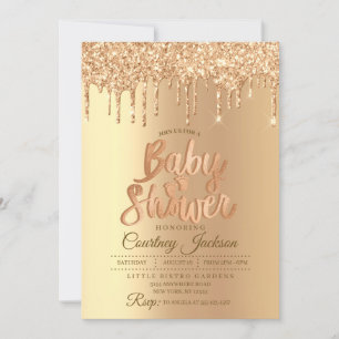 Baby shower Champagne Glitter Drip Kaart