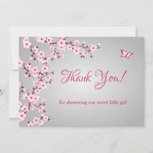 Baby shower Cherry Blossom Carte de remerciement