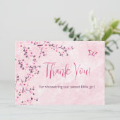 Baby shower Cherry Blossom | Carte de remerciement (Debout devant)