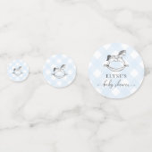 Baby shower Cheval Rocheux Bleu En vichy Confetti (Devant)
