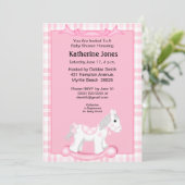 Baby shower Cheval Rose Cute Invitation (Debout devant)