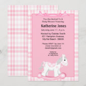 Baby shower Cheval Rose Cute Invitation (Devant / Derrière)