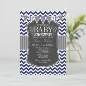 Baby shower Chevron Invitation bleu de la Marine (Debout devant)