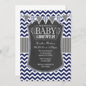 Baby shower Chevron Invitation bleu de la Marine (Devant / Derrière)