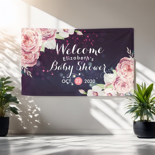 Baby shower Chic Boho Floral Feathers Burgundy Red Spandoek