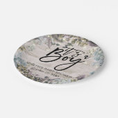 Baby shower Chic Floral String Lights Rustic Wood Papieren Bordje (Gekanteld)