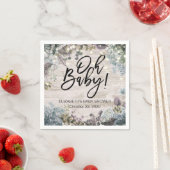 Baby shower Chic Floral String Lights Rustic Wood Servetten (Insitu)