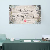 Baby shower Chic Floral String Lights Rustic Wood Spandoek (Beurs)
