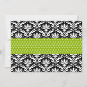 Baby shower Chic Green Polka Dot Damask Invitation (Dos)
