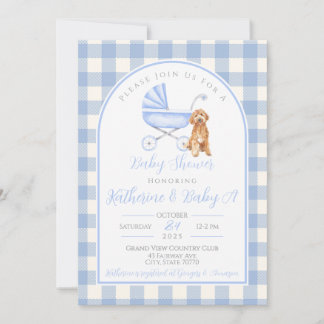 Baby shower Chien Chien Chien En vichy Invitation
