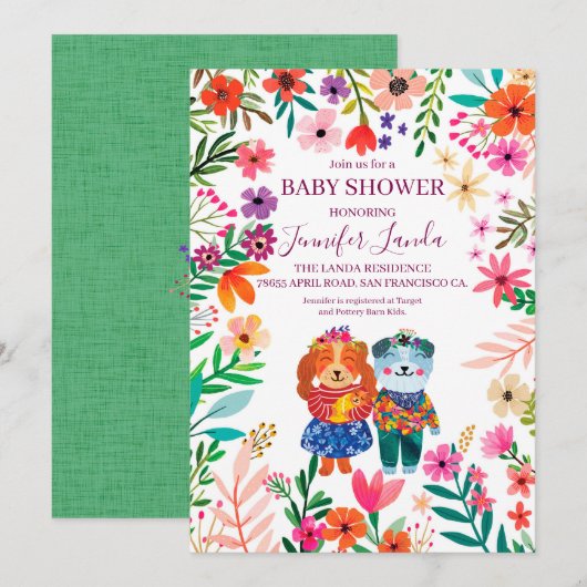Baby shower Chiens mignons Invitation (Devant / Derrière)